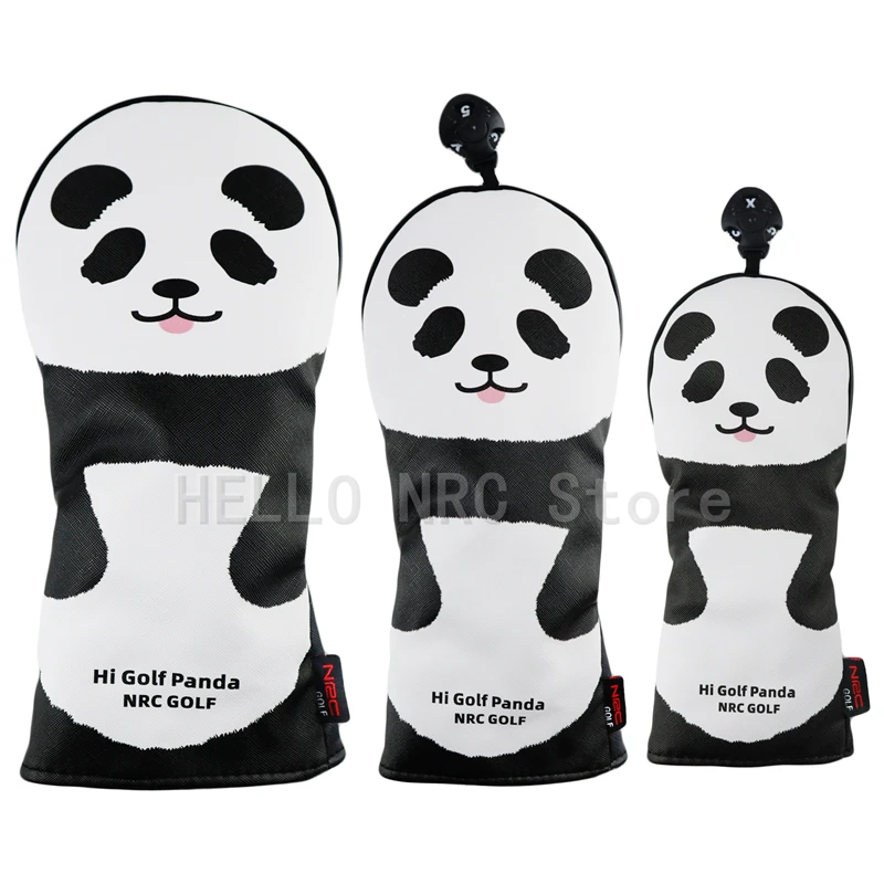 

HELLO NRC Golf Headcover Panda Driver Fairway Wood Set Cartoon Head Covers Pu Leather Lovely