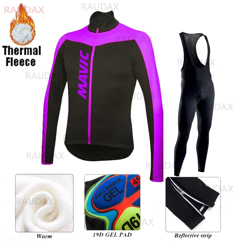 

Mavic Cycling Clothing 2021 New Winter Cycling Jersey Men Outdoor Riding Bike Thermal Fleece Long Sleeve MTB Bicycle Cycling Set