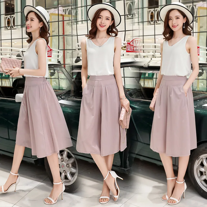 Женские Летние повседневные брюки с высокой талией элегантные широкими