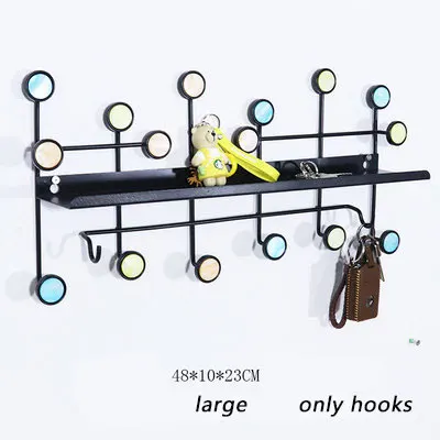 black large Ключница настенная Настенное крепление ключница креативный кованый железный ключ полка для хранения многофункциональные домашние вещи Органайзер вешалка украшение для дома - Цвет: black large