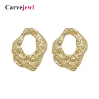 carvejewl stud earring hammered irregular big round earrings jewelry for women girl gift 2019 spring style hot sale fashion