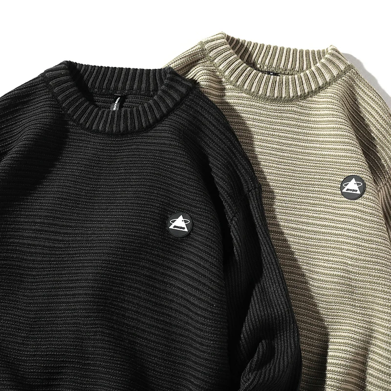 

Misniki Men's Stripe Turtleneck Sweater Knitwear Fashionable Pullover Sweaters for Men Loose Clothes JP18