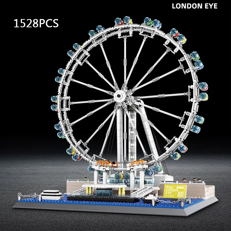 

Всемирно известный город, Современная архитектура, Британский Лондонский глаз, строительный блок, колесо обозрения, Сборная модель, кирпич, коллекция игрушек