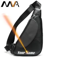 mva engraved male shoulder bags vintage cross body bag men sling fashion genuine leather chest waist pack bag men messenger 696