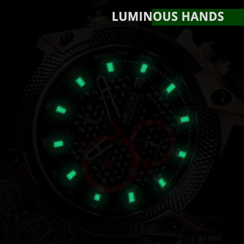 MEGIR Mens Watches Top Brand Luxury Silicone Sports Watch for Men Relogio Masculino Rose Gold Chronograph Wristwatch Man Clock | Наручные