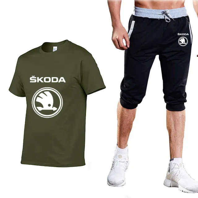 Новинка 2020 летний мужской костюм для Skoda Мужская футболка с принтом логотипа