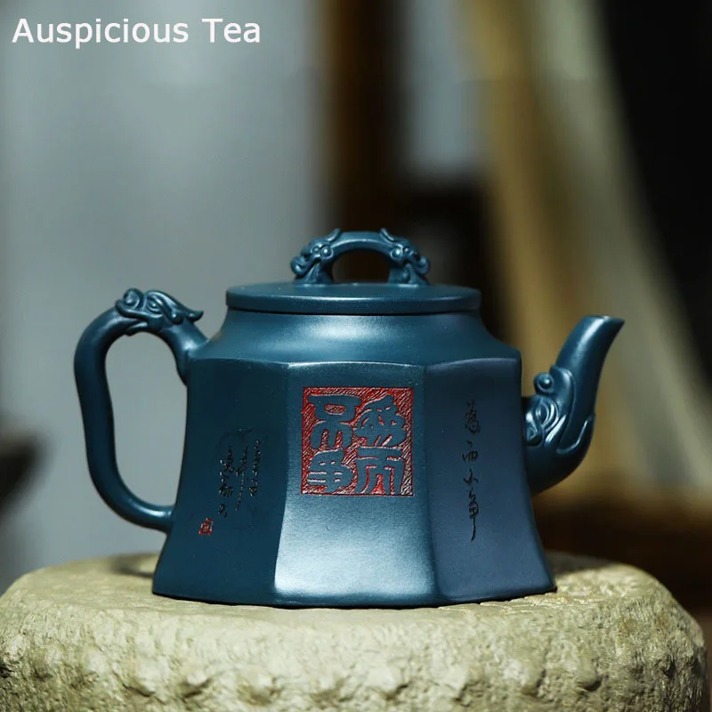 

260ml High-end Yixing Raw Ore Azure Clay Zisha Teapot Handmade Kung Fu Tea Set Tea Ceremony Accessories Drinkware Household Gift