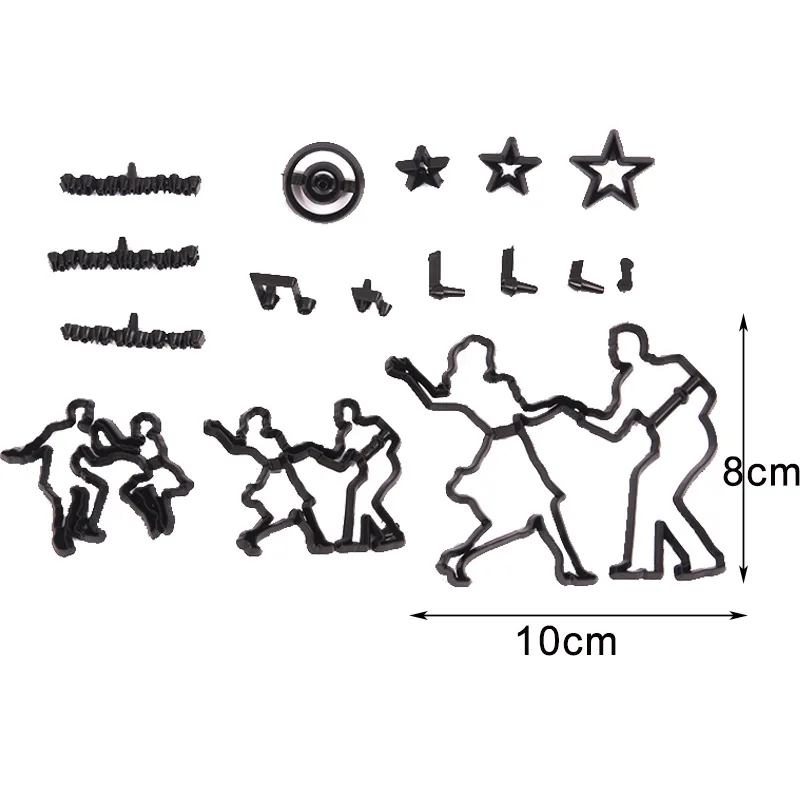 

Prom Theme Dancing Cookie Cutter Plastic Biscuit Knife Baking Fruit Cake Kitchen Tools Mold Embossing Printing