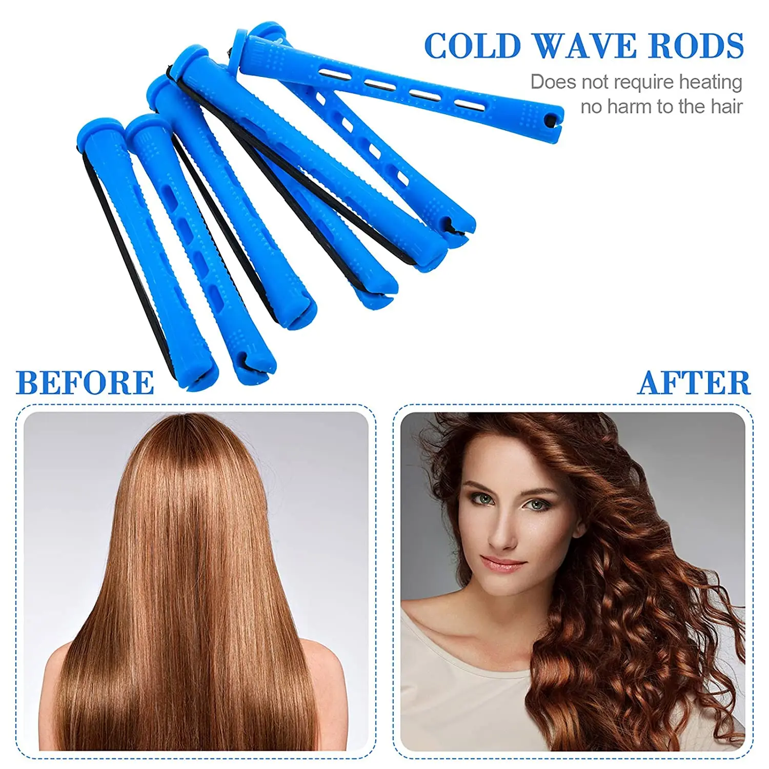 

60 Pieces Hair Perm Rods Short Cold Wave Rods Plastic Perming Rods Hair Curling Rollers Curlers with Steel
