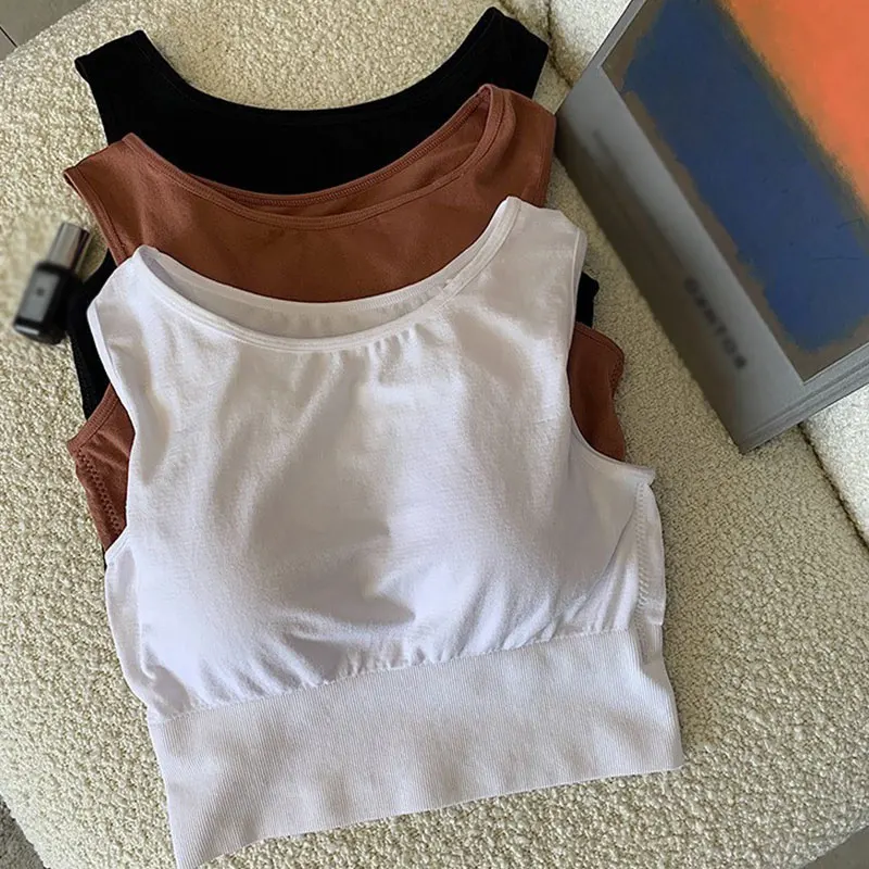 

Summer Women Tank Top Fashion Crop Top Female Seamless Underwear Sleeveless Camis Sexy Lingerie Tops Padded Camisole