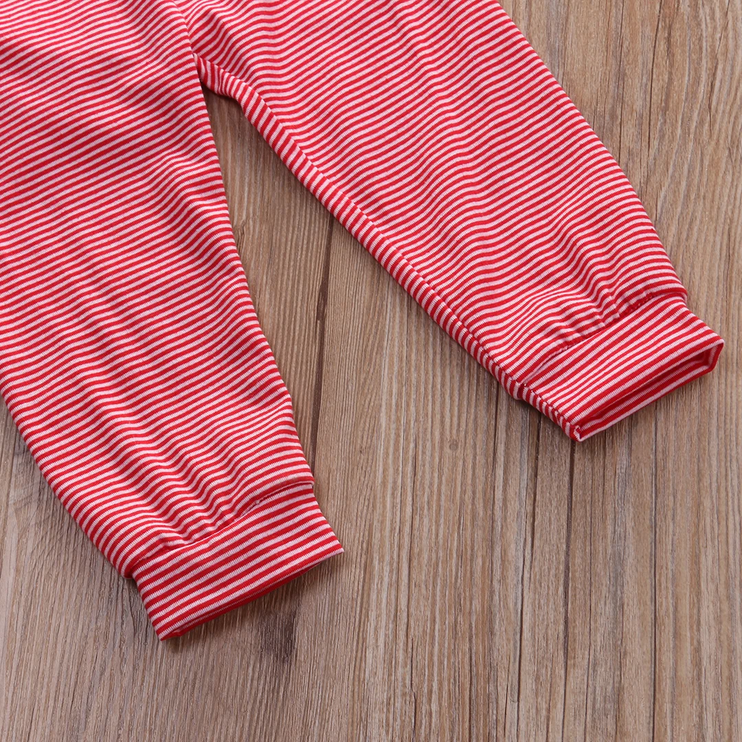 Pelele de Navidad para beb&eacute;s reci&eacute;n nacidos, ni&ntilde;os y ni&ntilde;as con letras, pantalones largos a rayas, conjunto de ropa, atuendos de oto&ntilde;o con sombrero encantador-4