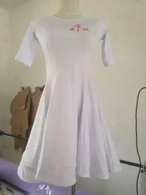 white mid sleeve Карнавальная джазовая танцевальная одежда для девочек, костюм, Детские современные костюмы для латинских танцев, вечерние платья для танцев, детское платье для танцев, одежда для девочек - Цвет: white mid sleeve