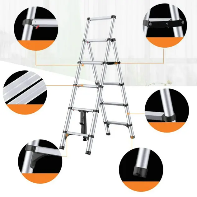 1.7M multifunctional folding household herringbone ladder aluminumalloy telescopic ladder construction decoration project ladder