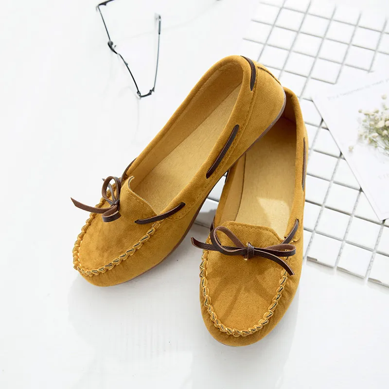 

Casual Shoes Woman Flats New Spring Autumn Bow Knot Slip on Shallow Women Shoes Female Solid Soft Bottom Ballet Flats Plus Size
