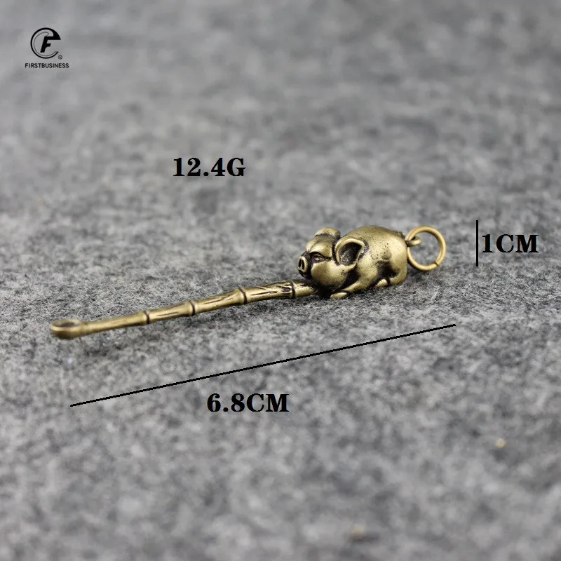 Медная медная ложка Ушная бамбуковая маленькая статуя украшения животное на