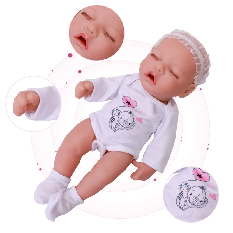 

New Arrival Full Silicone Reborn Baby Dolls Cute 12 Inch Sleeping Baby Girl Doll Bath Toys To Kids Birthday XMAS Gift