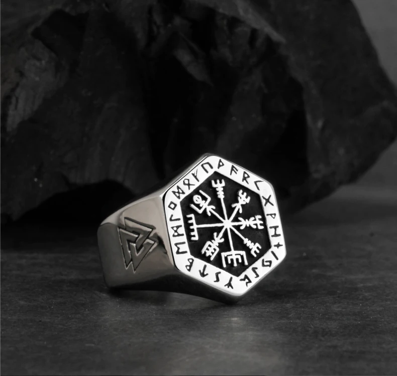Vegvisir кольца из нержавеющей стали для мужчин Скандинавская мифология Руна викингов индекс кольцо Модные ювелирные изделия