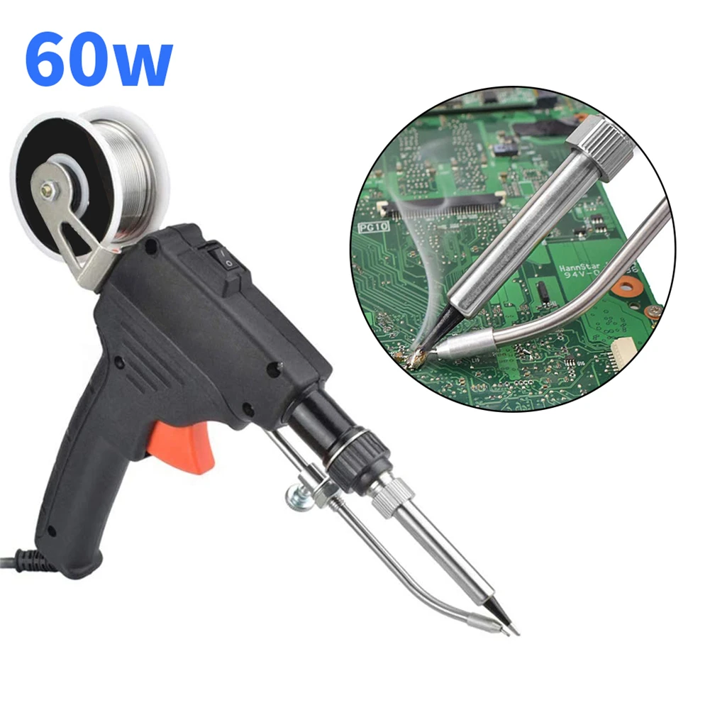 

220V 60W Soldering Tool Kit Tin Soldering Iron Kit with 2 Tweezers Solder Wire Home DIY Electronic Soldering Welding Repair Tool