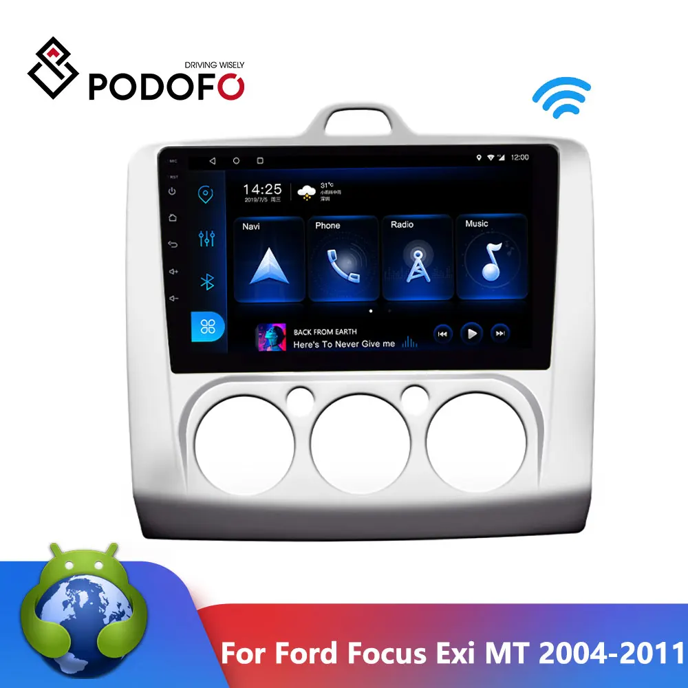 Автомагнитола Podofo 9 'ƈ.5D для Форд Фокус Exi MT 2004 2011 мультимедийный плеер GPS