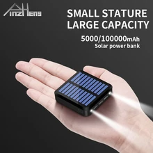 PINZHENG Mini Solar Power Bank 5000 10000mAh Power Bank For Phone Powerbank External Spare Battery Portable Charger Powerbank