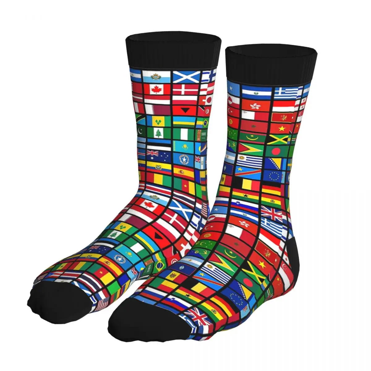 

Men Flags Of The Countries Of The World Thick Contrast Color Socks 90% Polyester Clothing Winter Middle Tube Socks Printed Socks