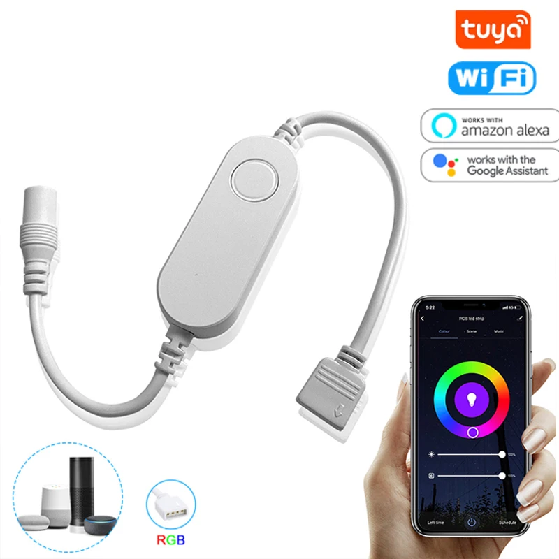 Tuya WiFi умная Светодиодная лента светильник контроллер RGB 4pin 5 24 в приложение