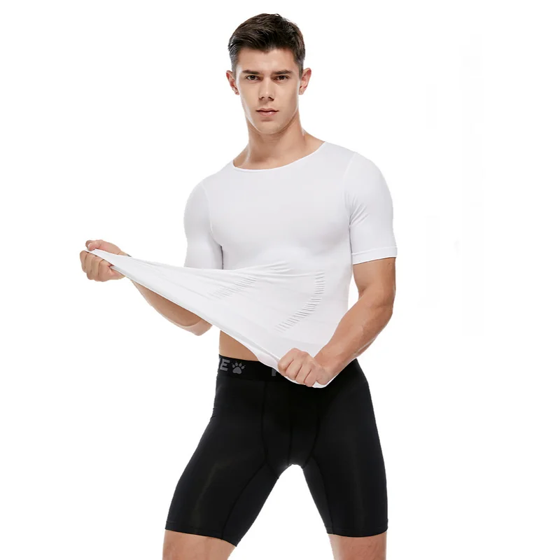 

Men's Seamless Sports Fitness Tight-fitting Plastic Top Short-sleeved Sweat-absorbent Breathable Belly Restraint Belly Corset