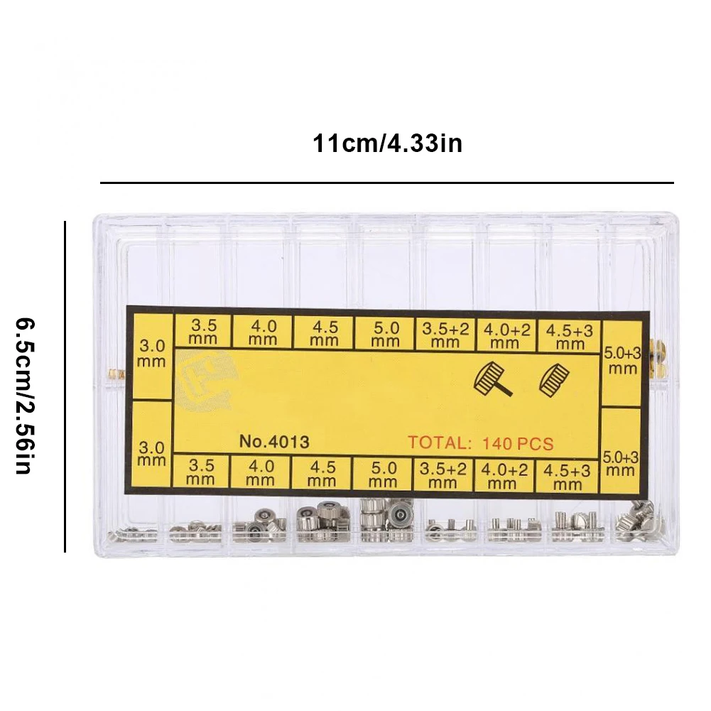 

140PCS Professional Copper Watch Repair Parts 6-23mm Assorted Dome Flat Head Watch Accessories Repair Tool Kit Safe Watchmaker