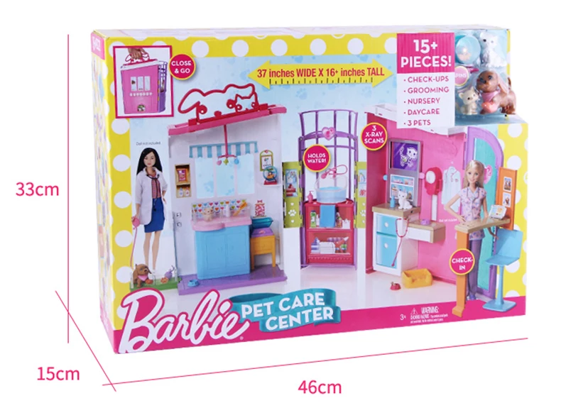 Original Doll Accessories Pet Care Center Doll house Kit Cute Room Baby Girl Toys Barbie For Children Poppenhuis Casa de Bonecas