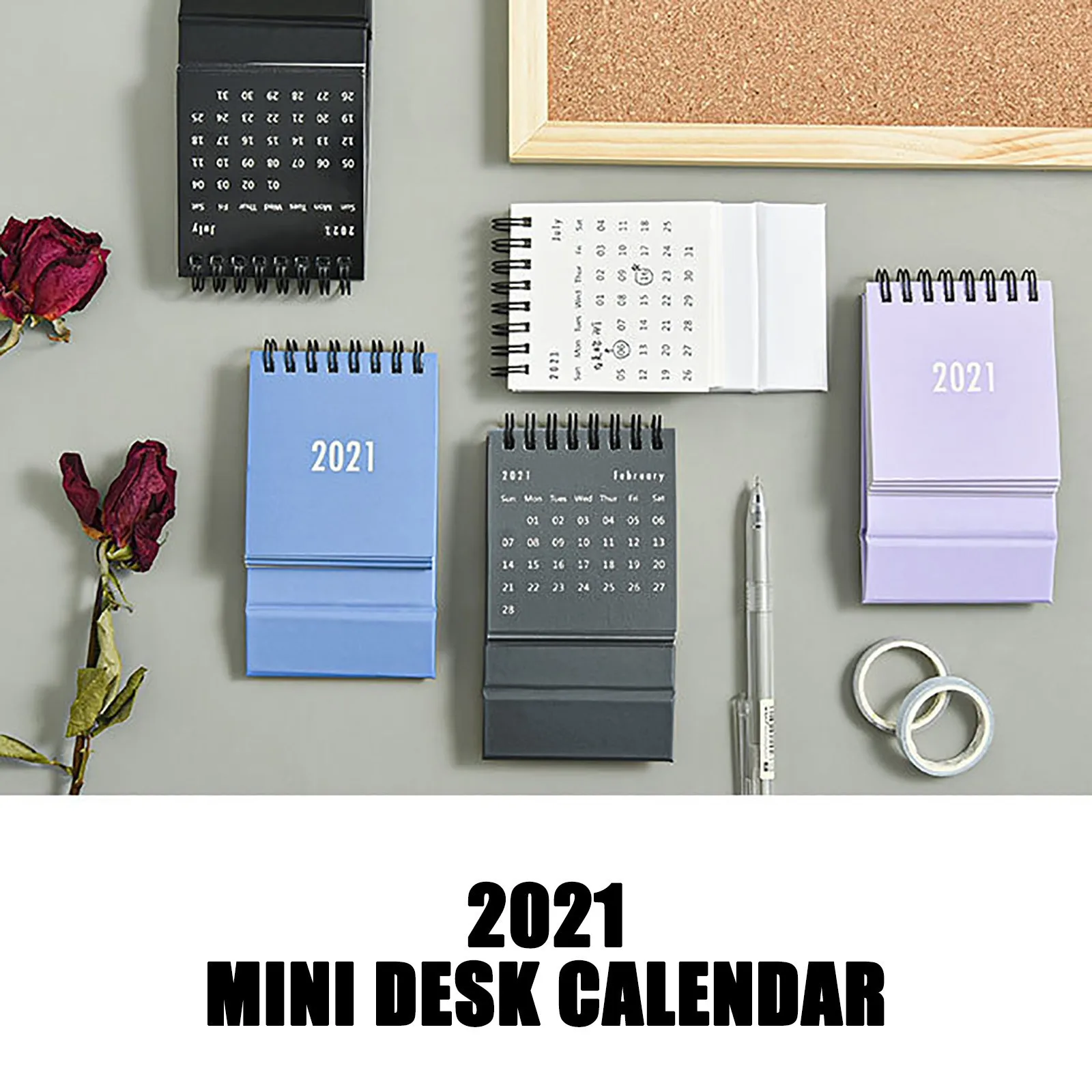 

2021 small desk calendar s imple solid color plan book Mini Calendar Decoration Table Planner Yearly Agenda Office Decoration