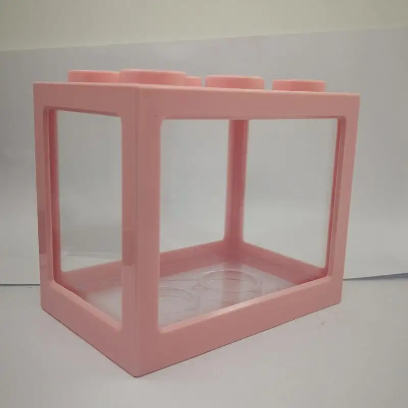 Pink Aquarium Transparent Fish Bowl Fish Mini House Incubator Box For Fry Isolation Hatchery Reptile Cage Turtle House Home Aquarium - Цвет: Pink