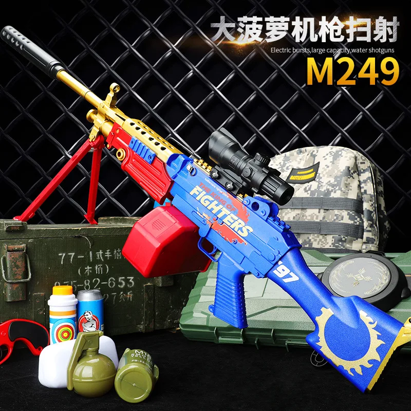 Автоматический игрушечный пистолет M249 Электрический пулевой в стиле милитари