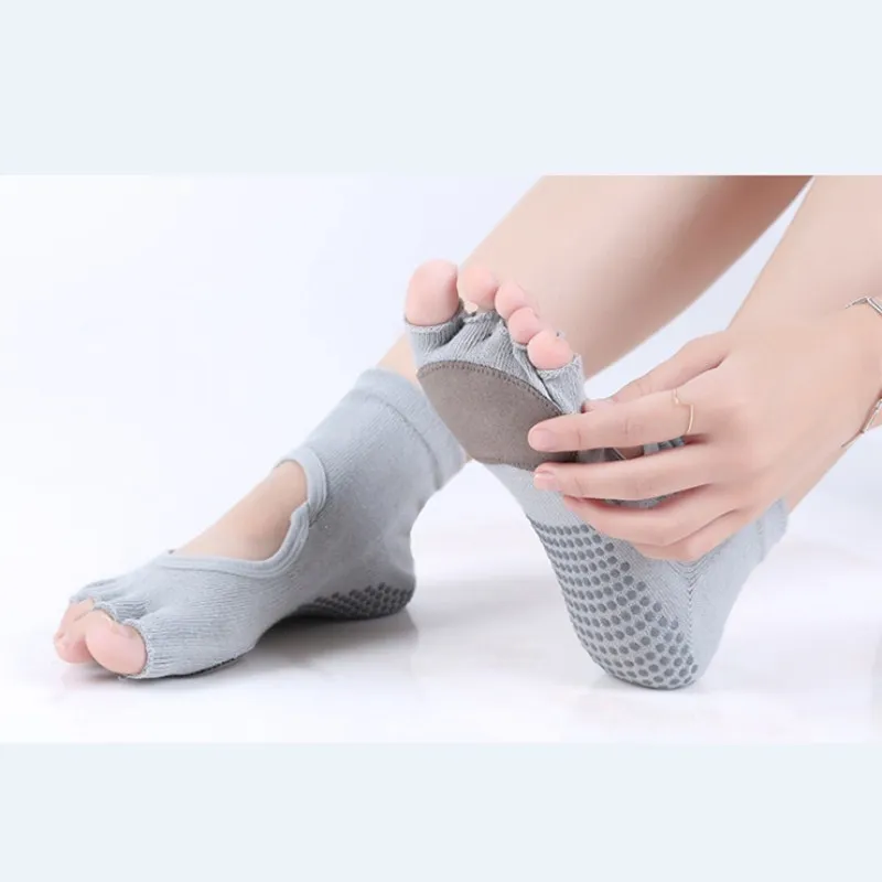 Женские нескользящие носки с пятью носками для йоги в горошек Пилатес фитнес