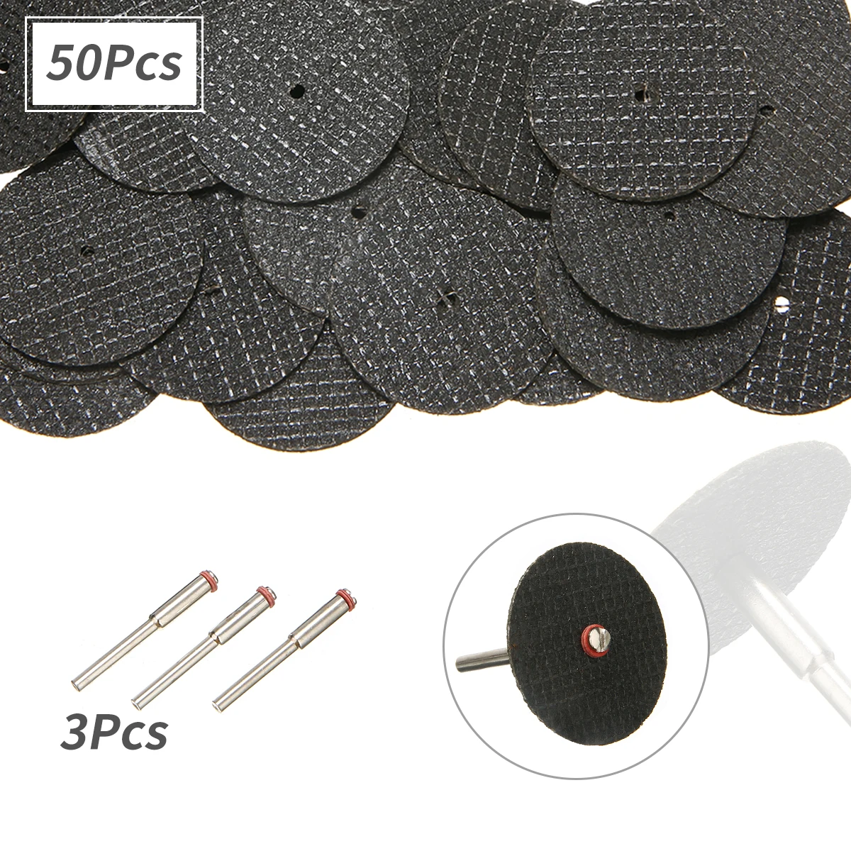 50Pcs High Quality Fiberglass Reinforced Cut Off Wheel Rotary Discs W/ 3pcs 1/8