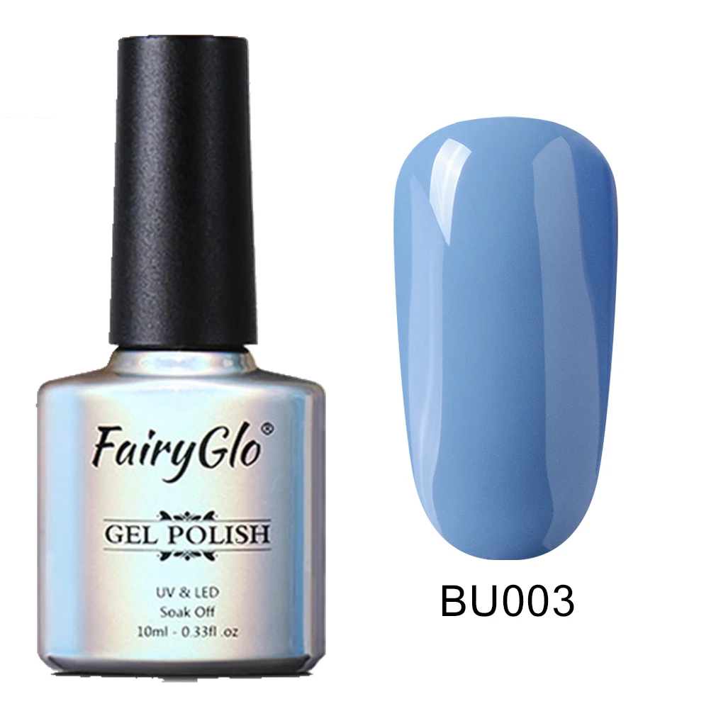 BU003 FairyGlo, 10 мл, Синий Цветной Гель-лак для ногтей, Полупостоянный Светодиодный УФ-Гель-лак, лак для дизайна ногтей, впитывающий Гель-лак, Матовый верхний слой - Цвет: BU003
