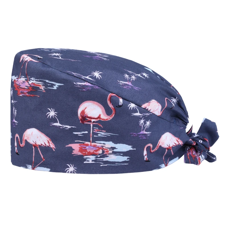 Surgical Cap 1 Фламинго Рабочая хирургическая шапка s медицинская шапочка для женщин и мужчин хлопок Tieback череп Рабочая медицинская шапка косметолога шеф-повара шапка с черепом - Цвет: Surgical Cap 1