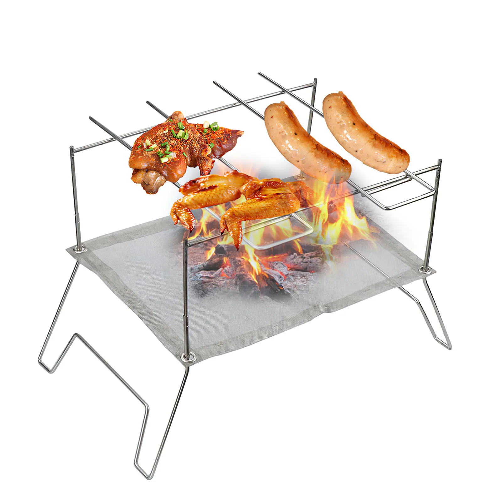 

Портативный гриль для барбекю из нержавеющей стали, складной гриль для кемпинга, прочные пикники, барбекю, гриль, угольная деревянная плита,...