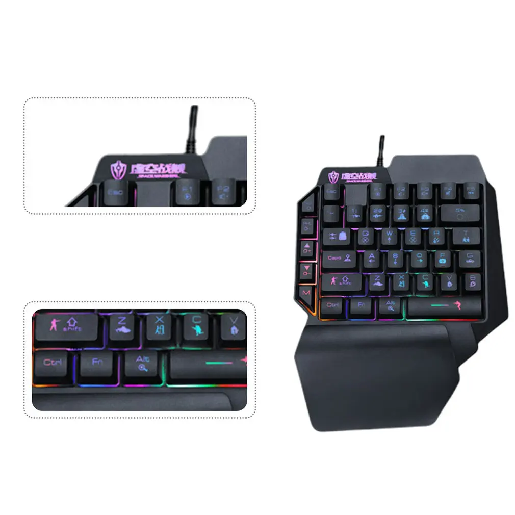 

One-Handed 35-Key Mechanical Gaming Keyboard RGB Backlit Portable Mini Gaming Keyboard Game Controller for PC PS4 Xbox Gamer