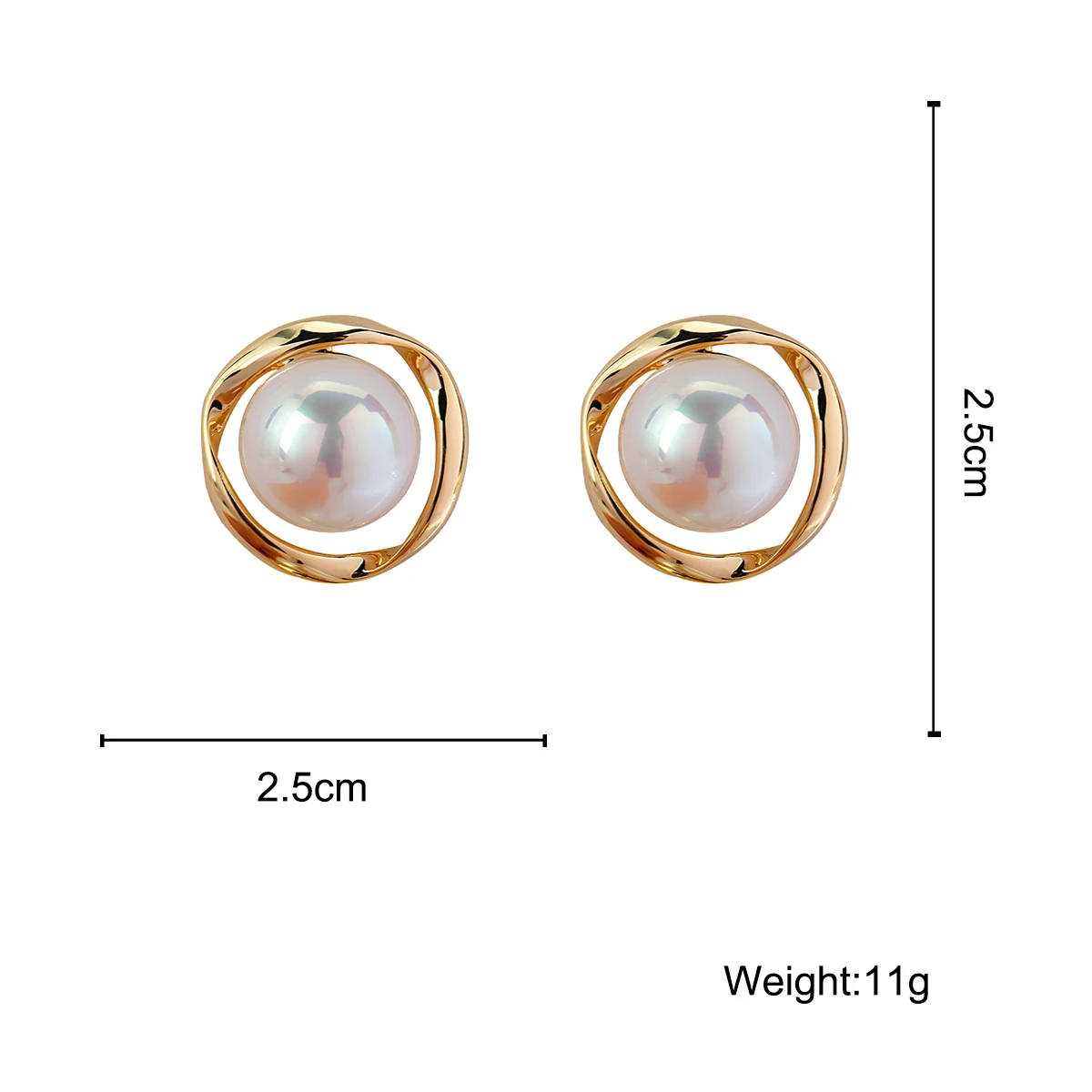 

AENSOA 2021 Trendy Elegant Simulated Pearl Big Earrings For Women Baroque Geometric Metal Stud Earrings Wedding Jewelry Gifts