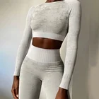 Бесшовный спортивный костюм, спортивная одежда для фитнеса, комплект для йоги, одежда для тренировок для женщин, Топ с длинным рукавом, одежда для тренажерного зала, женская одежда для тренировок