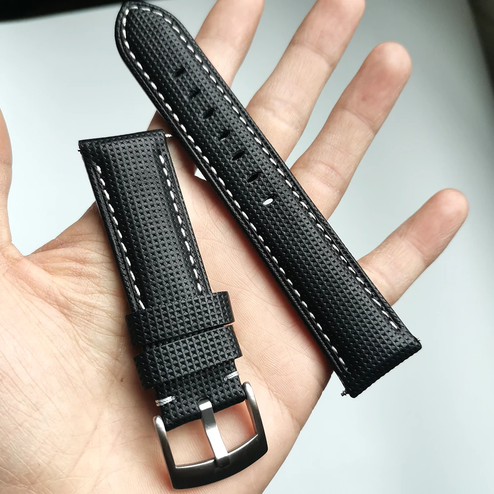 

20 21 22mm Handmade thick section Black Watch Strap Band Genuine Leather Men's Watch Belt Upscale texture Cowhide Watchbands