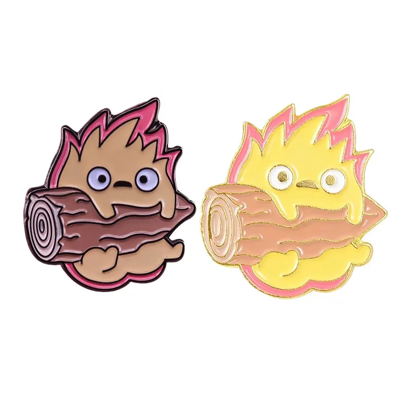 Calcifer эмаль на булавке для сбора забавные огня эльф по японскому животных металл