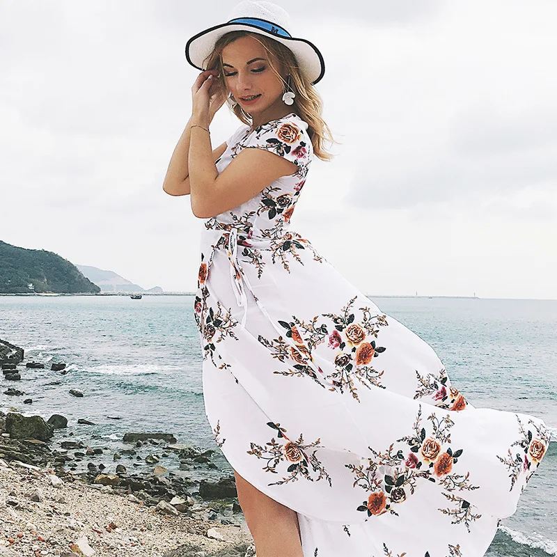 Летняя Пляжная Женская одежда для отдыха 2020 шелк с цветочным принтом |