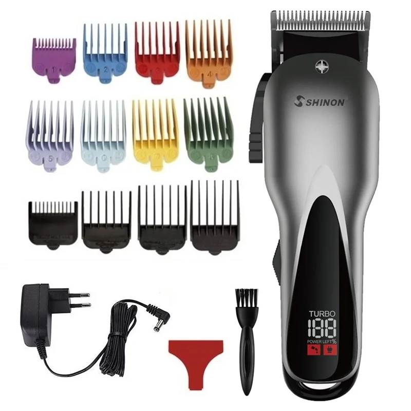 12pcs combs Турбо профессиональная машинка для стрижки волос Электрический триммер для волос для мужчин перезаряжаемая машинка для стрижки волос совместимая с wahl Парикмахерская - Цвет: 12pcs combs