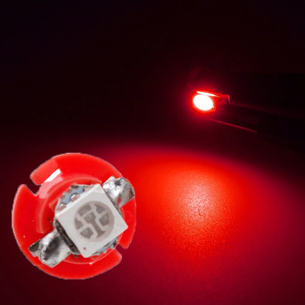 

Red LED Bulbs T5 B8.4D 5050 1 SMD 10Pcs 12V 12mm X 12mm Dash Dashboard