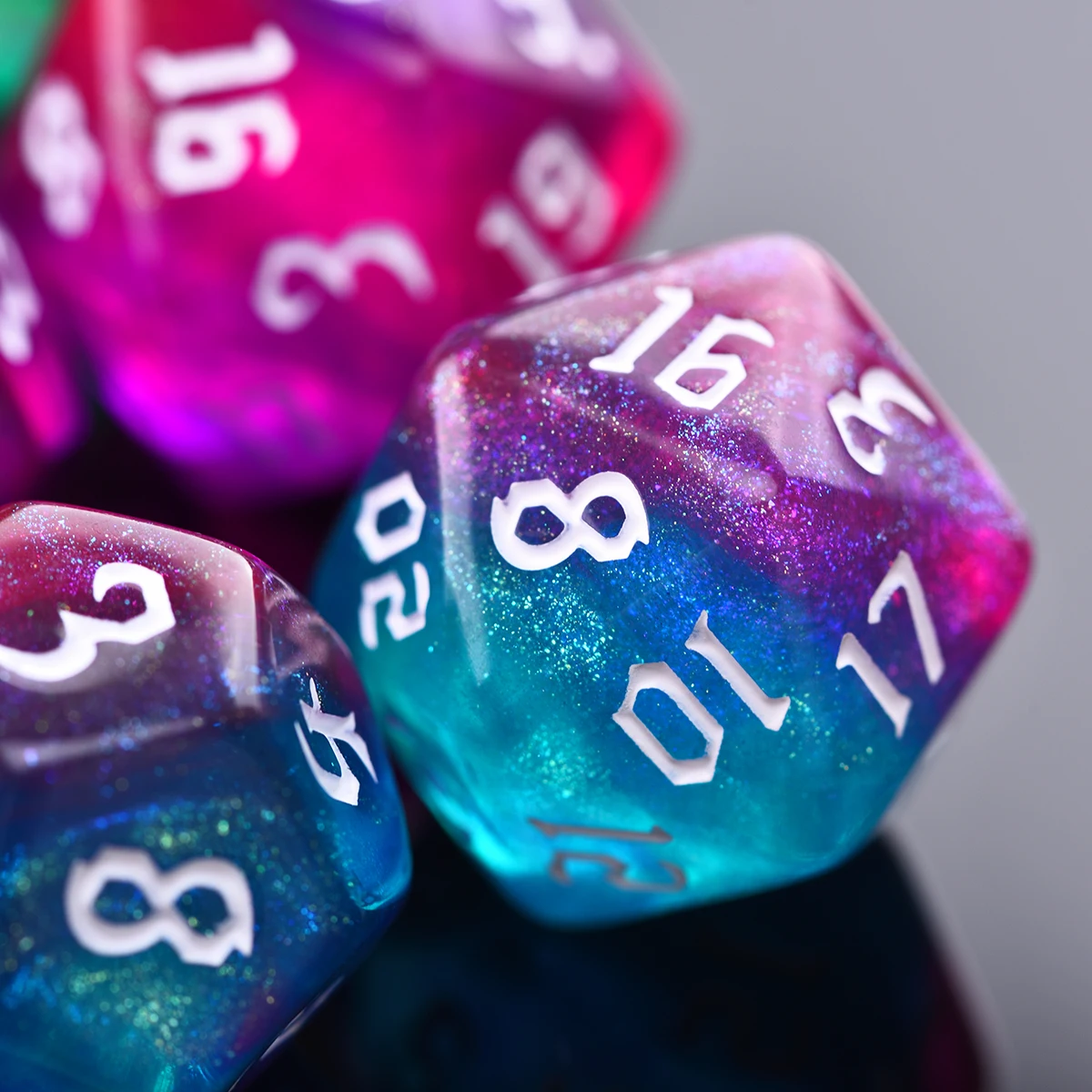 Набор бирюзовых костей 8x7-Die Радужный Блеск двухцветные D4 D6 D8 D10 D % D12 D20 для