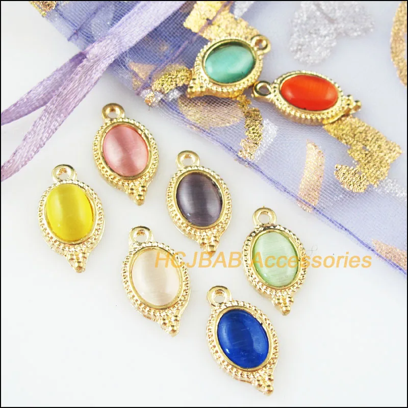 Мода 16 шт. цвета: золотистый Цвет овальной формы в форме цветка смешанный камень