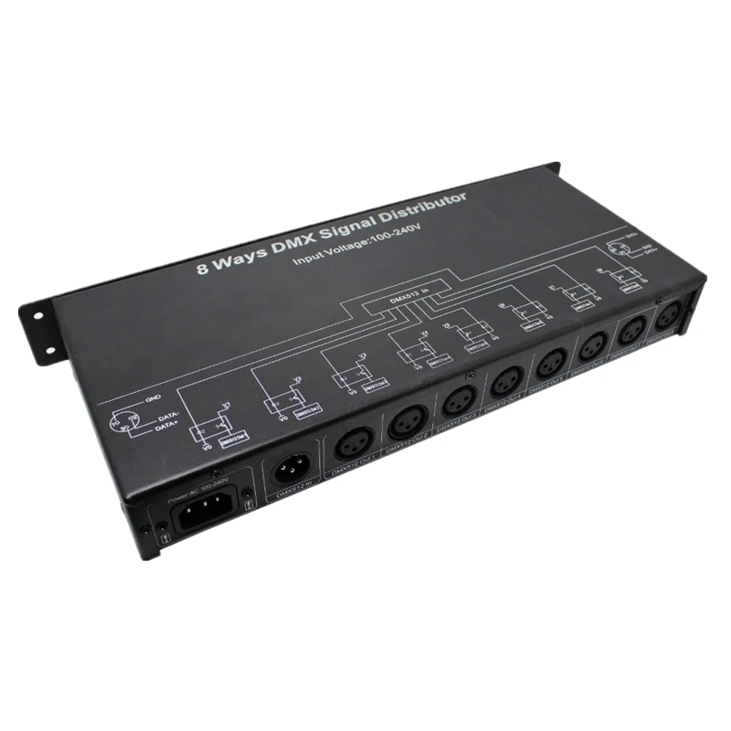 

AC110V-220V 8 Channel DMX Controller DMX128 DMX Amplifier/Splitter/DMX Signal Repeater/8 Output Ports DMX Signal Distributor