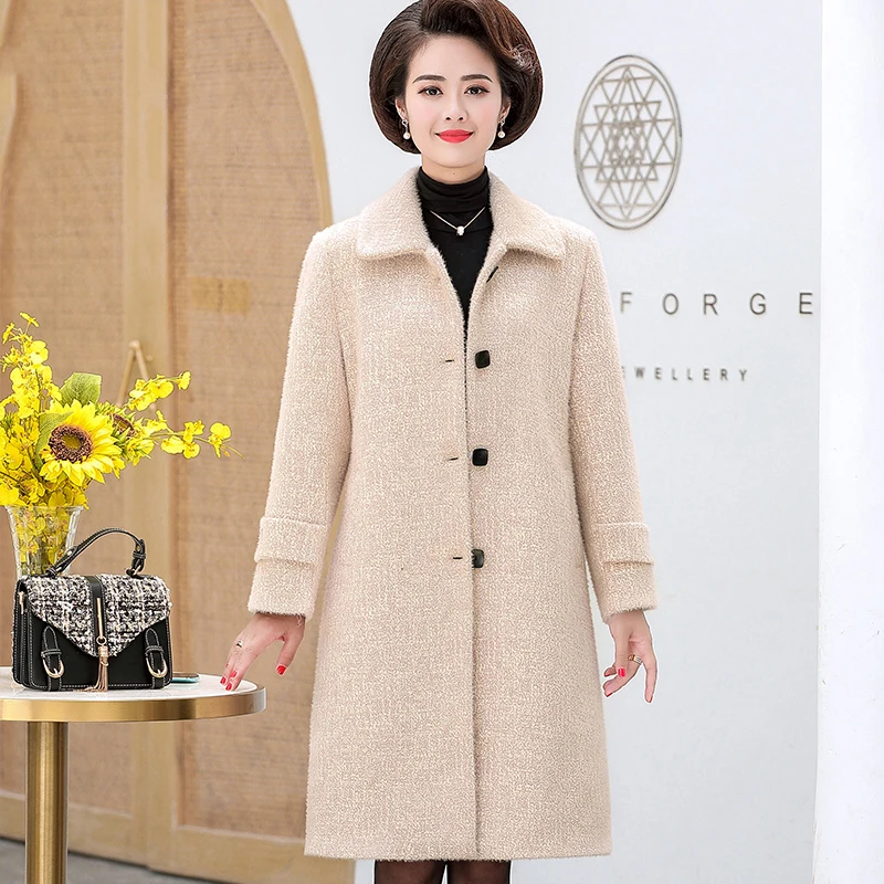 Большой размер 5XL осеннее пальто для женщин среднего возраста 2020 новое шерстяной