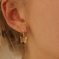1pair fashion bohemian punk earrings jewelry gold silver color butterfly shape stud earrings best gift for women girl e050